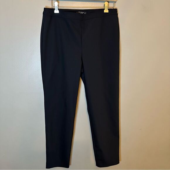 ST JOHN Alexa Milano Knit Slim Leg Ankle Slit Pants Sz 6 Caviar Black - Picture 2 of 11